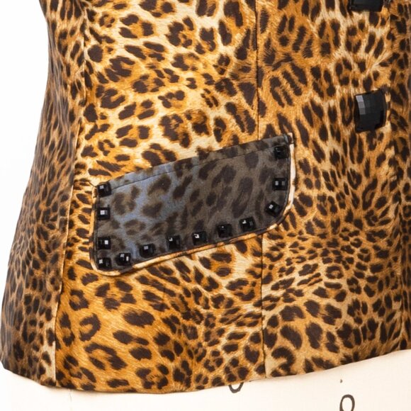Alberto Makali Blue Ombre Leopard Print Silk Blazer sz 4 - Picture 9 of 10
